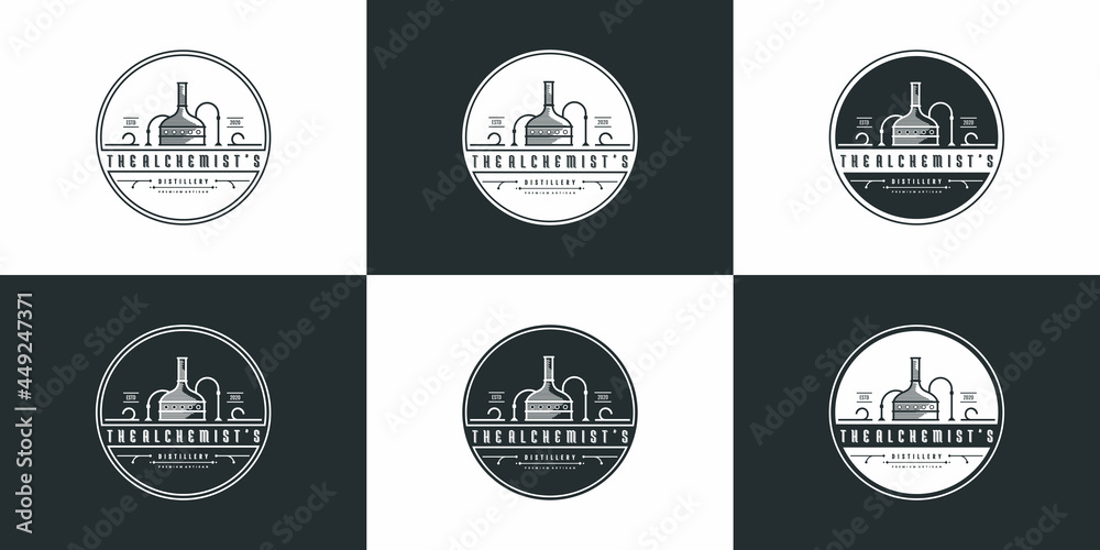 Creative of distillery logo design template with modern concept Premium Vector
