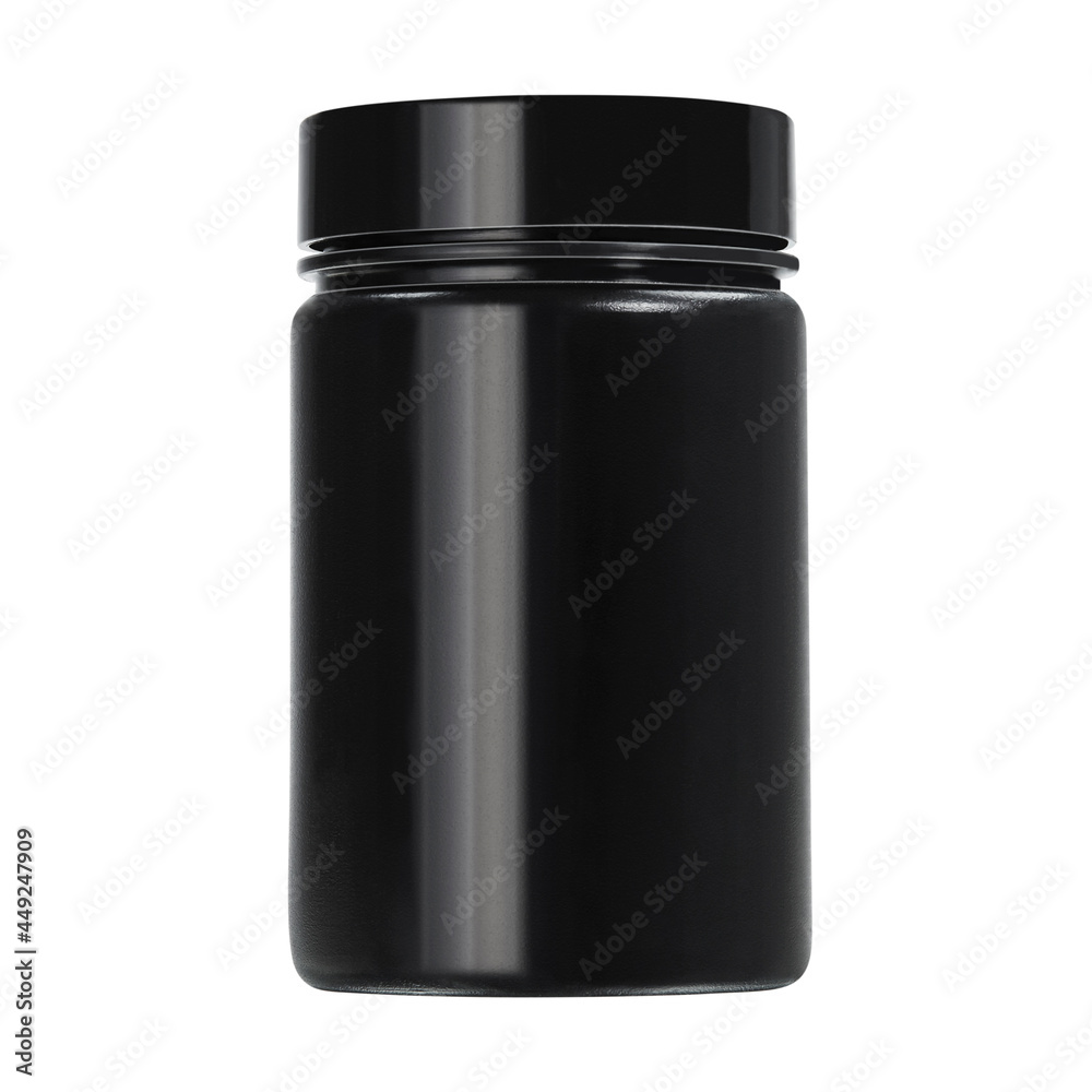 Black plastic jar without label isolated Black plastic jar without label isolated
