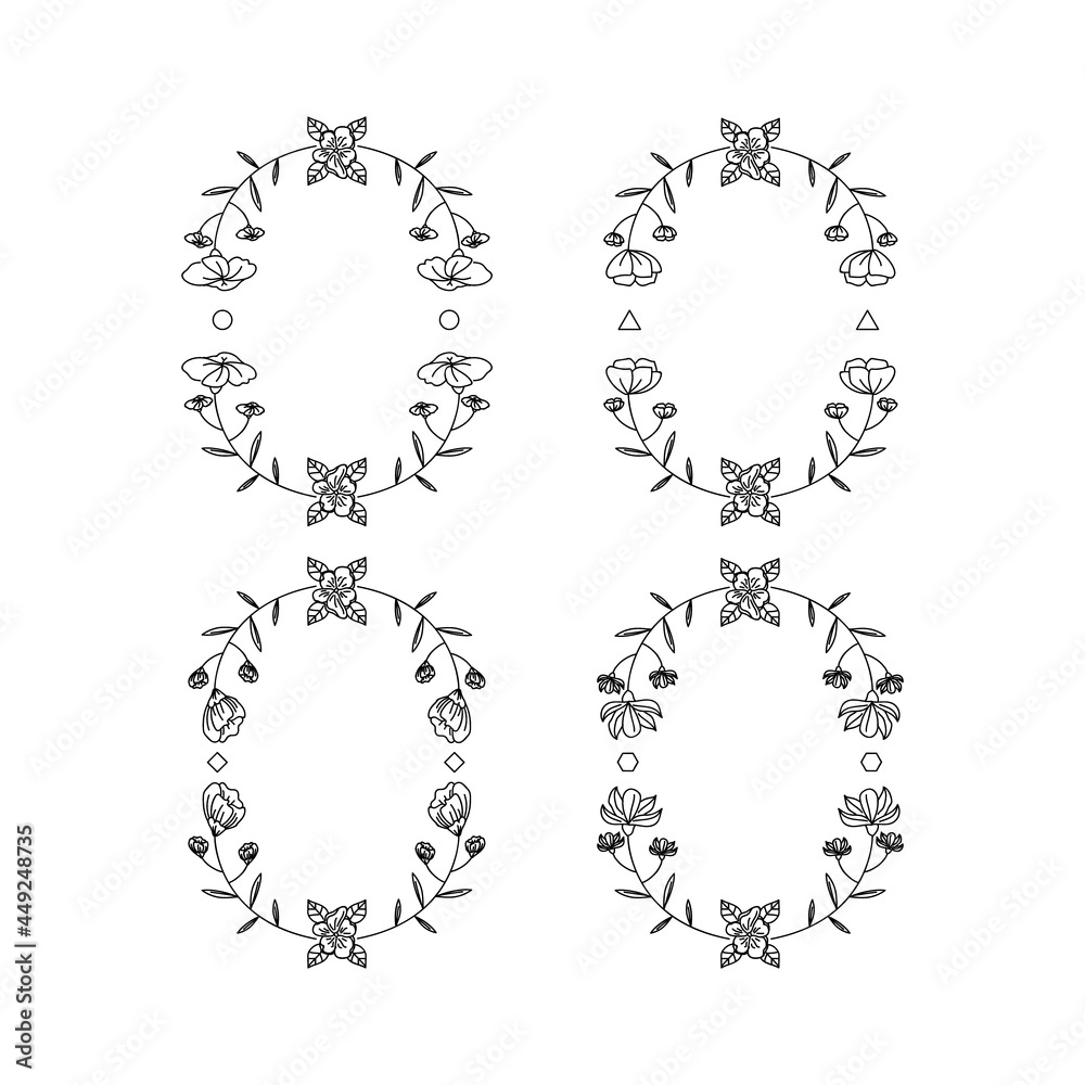 Fototapeta premium Wedding floral monograms set design