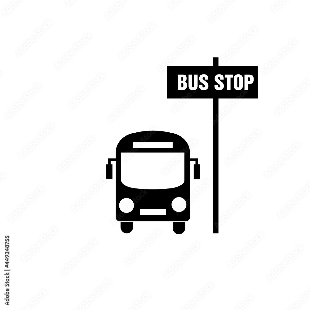 Bus stop post flat material design object. Isolated illustration