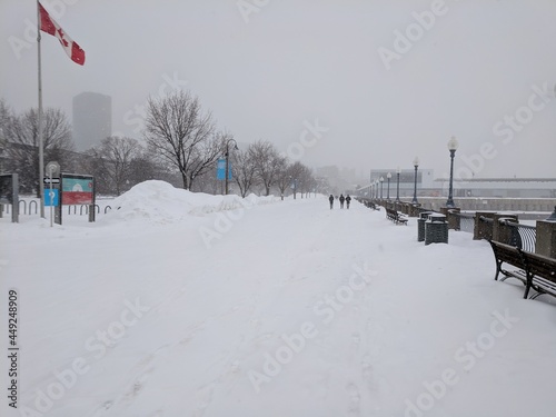 Snow covered sidewalks in Montreal