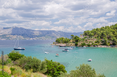 Picturesque sandy beach of Lovrecina on the northern coast of Brac island in Croatia. photo