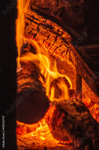 fire in fireplace