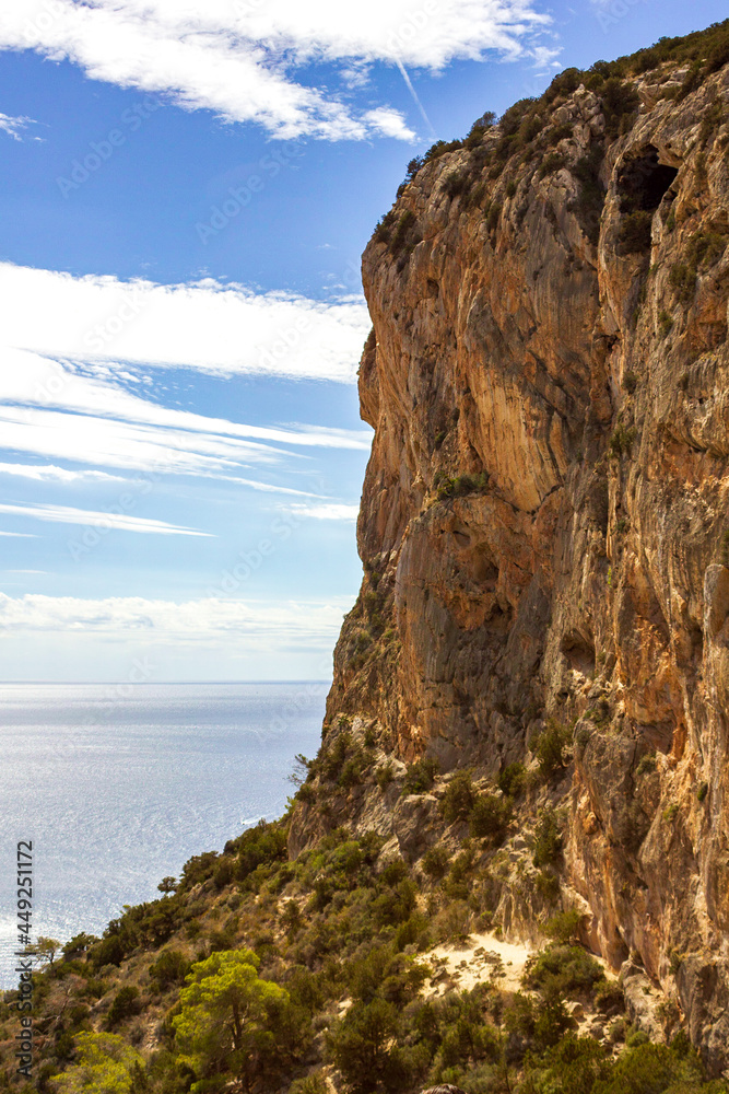 landscape ibiza in Sa Pedrera with big mountain on a sunny day