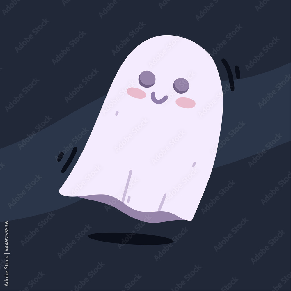 Fototapeta premium Ghost poster. Halloween concept. Vector illustration in flat style
