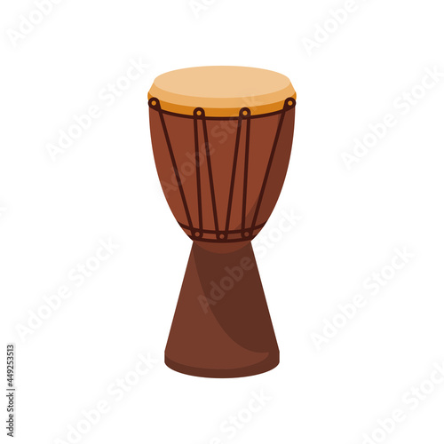 African hand drum or djembe drum in vector icon