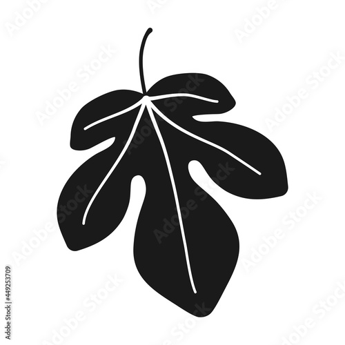 Fig leaf in silhouette vector icon