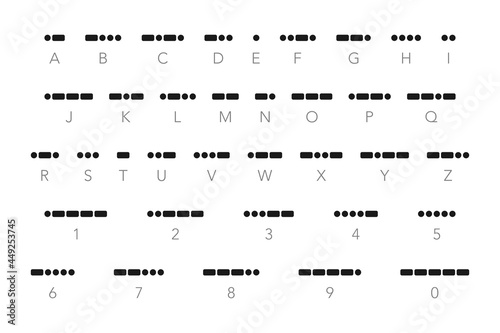 International morse code set of alphabet letters and numbers in vector