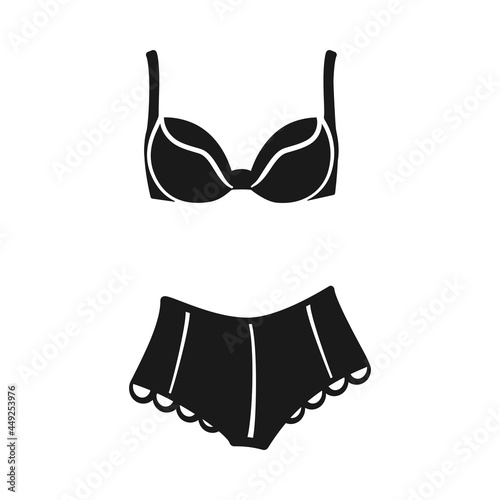 Lacy lingerie shorts and molded bra as women's underwear set in vector icon