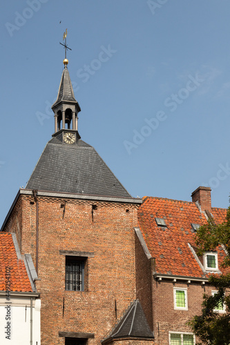 Medieval prison tower and part of the wall houses in Amersfoort; Netherlands.