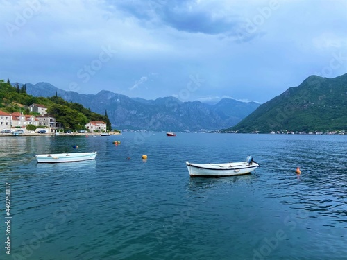 Travel Journey - Perast, Montenegro. Boats on the coast