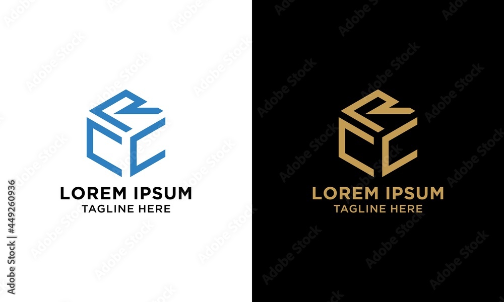 Logo design letters RCC. Hexagon shape. Vector template Logo design letters RCC. Hexagon shape. Vector template