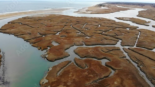 Aerial autumn view of salt marshes. Cape Cod, Massachusetts. USA. photo