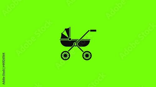 Brand baby pram icon animation