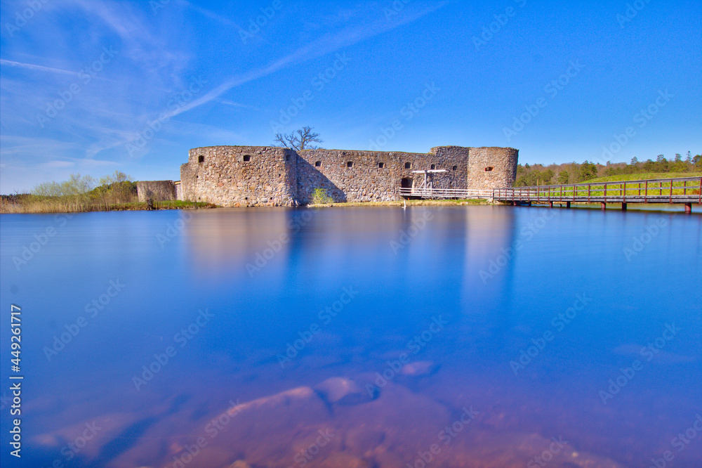 A long exposure of the ruins of the Kronobergs Castle in Växjö, Sweden