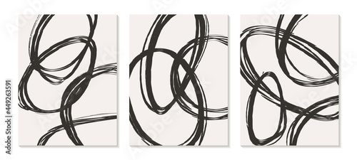Contemporary templates with abstract shapes modern mid century boho style.