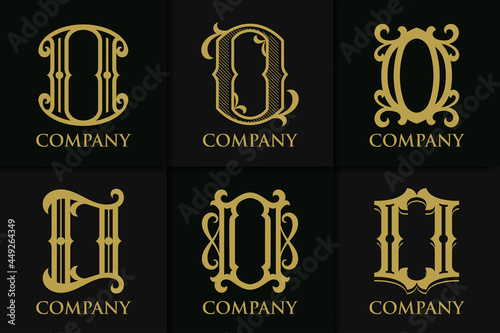 Set monogram letter o vintage collection