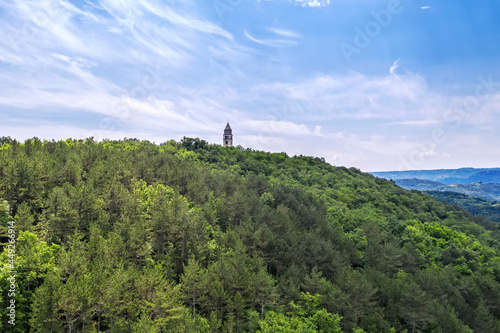 Rising bell tower on the top of the hill, Brdo, Istria, Croatia