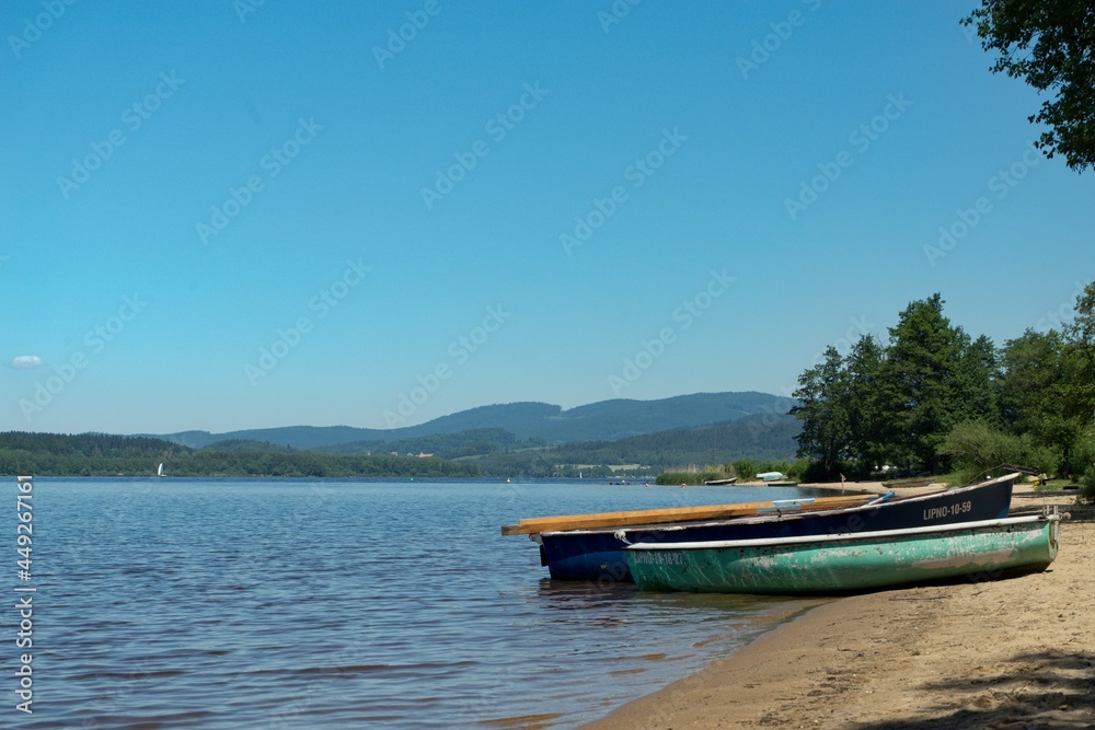 Lipno, Lipno Valley Reservoir is a waterworks built on the Vltava River in 1952–1959. With an area of 48.7 km2, it is the largest dam reservoir and the largest body of water in the Czech Republic.