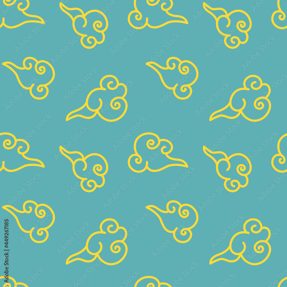 Blue Chinese Cloud Seamless Pattern. Vector Illustration Blue Chinese Cloud Seamless Pattern. Vector Illustration