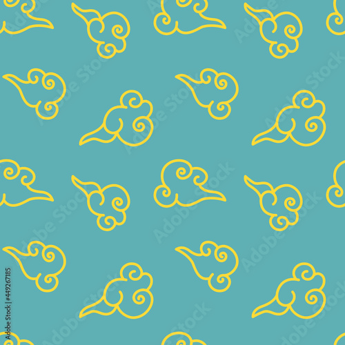 Blue Chinese Cloud Seamless Pattern. Vector Illustration © abstractocreate
