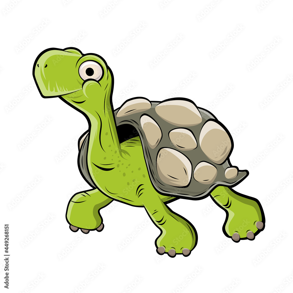 Naklejka premium funny cartoon turtle vector illustration