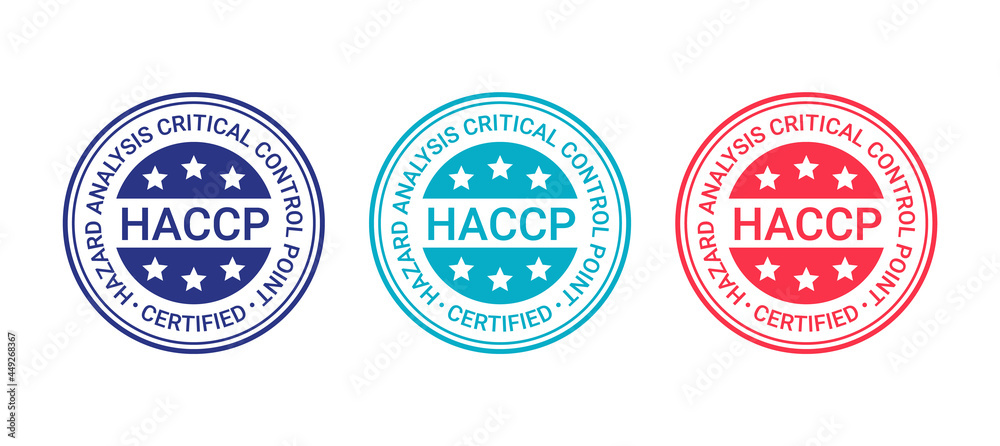 HACCP certified stamp. Quality warranty badge. Vector illustration.