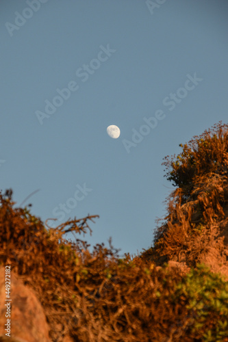 moon over sand dunes