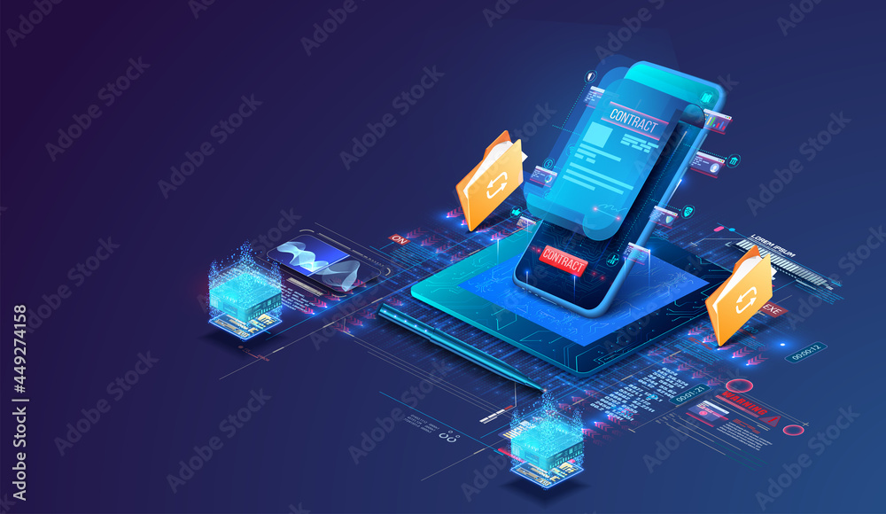 Digital online smart contract for electronic signature of the document ...