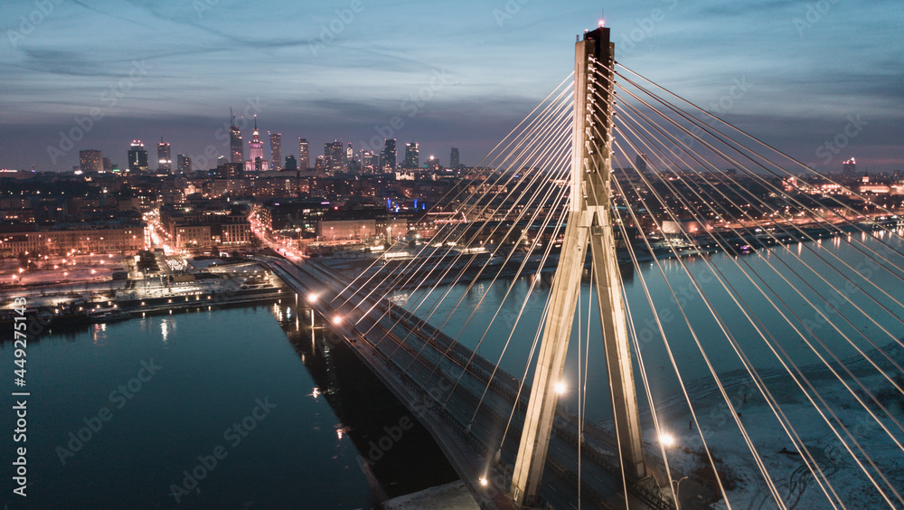 Warsaw bridge at winter