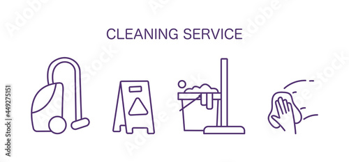 Cleaning Tools Vector Illustration Collection. Cleaning Service Symbols Template.
