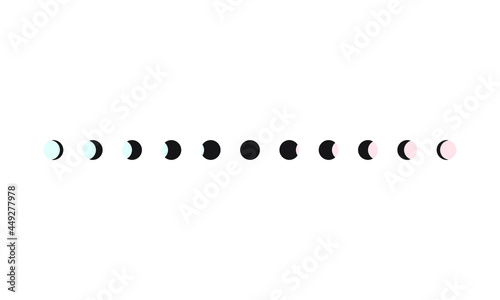 Moon phases set of vector icons. Illustration on white isolated background.
