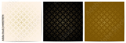   Set of geometric pattern gold circle overlapping luxury background ornamental with golden lines