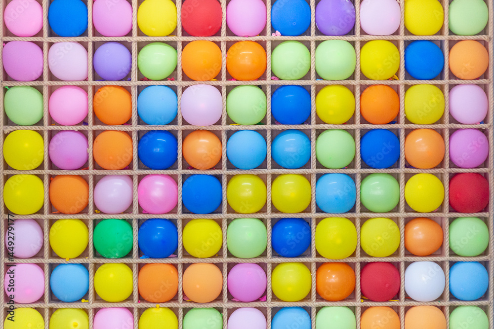 Colored balloons in the dart shooting range. Colored balloons in the dart shooting range.