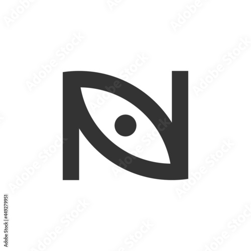 A simple and modern N eye logo, perfect for an eye clinic or eyewear optics.