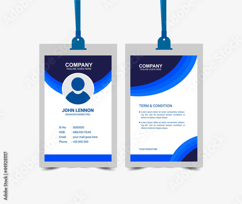 Blue modern new creative Business id card design template.