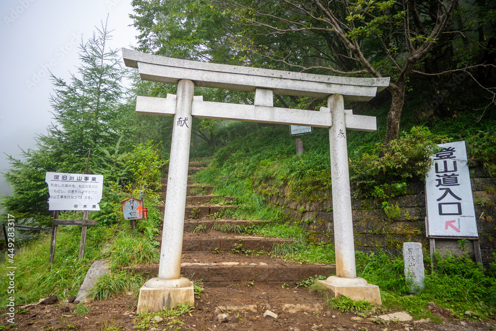 栃木県日光市の男体山に登山している風景  A view of climbing Mt. Ottai in Nikko City, Tochigi Prefecture. 