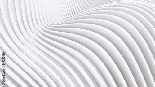 Abstract Curved Shapes. White Circular Background.