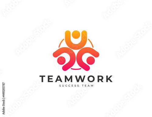 Teamwork people together community or unity logo design