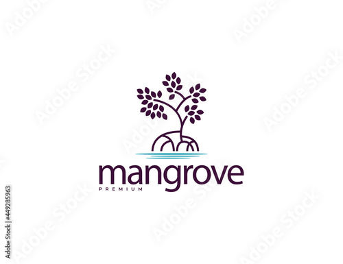 Elegant mangrove tree logo with leaves photo
