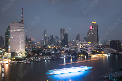 city skyline at night