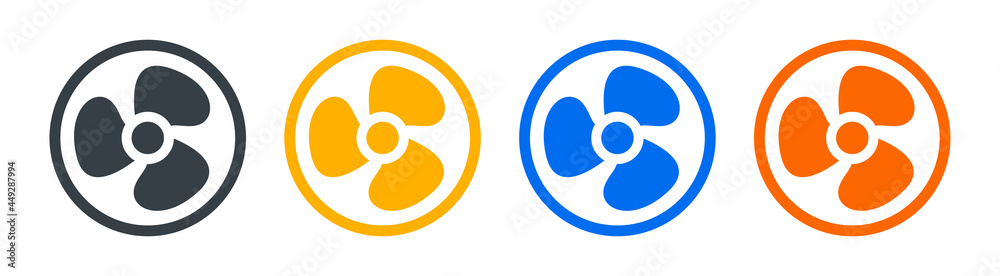 Exhaust fan icon. Ventilator symbol. Blades sign. Exhaust fan icon. Ventilator symbol. Blades sign.