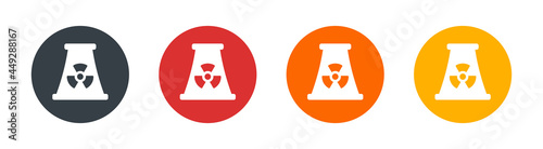 Nuclear plant icon on circle design.