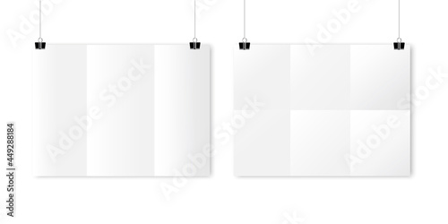 Folded sheets in realistic style. Template background. Mockup template. Vector illustration. Stock image.