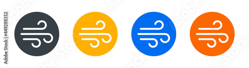 Blowing wind, wind air flow icon on circle design.