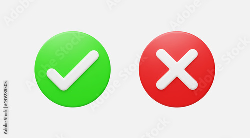 Realistic Right And Wrong 3D Button Vector Illustration.