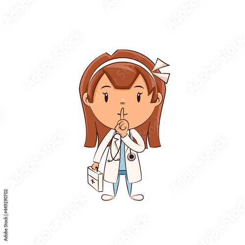 Doctor silence gesture, cute girl