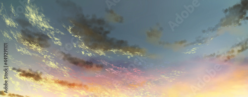 淡い夕焼けの空の風景イラスト