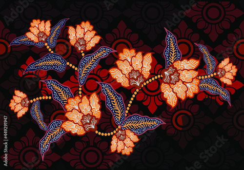 Indonesian batik motifs with very distinctive, exclusive plant patterns. vector EPS 10