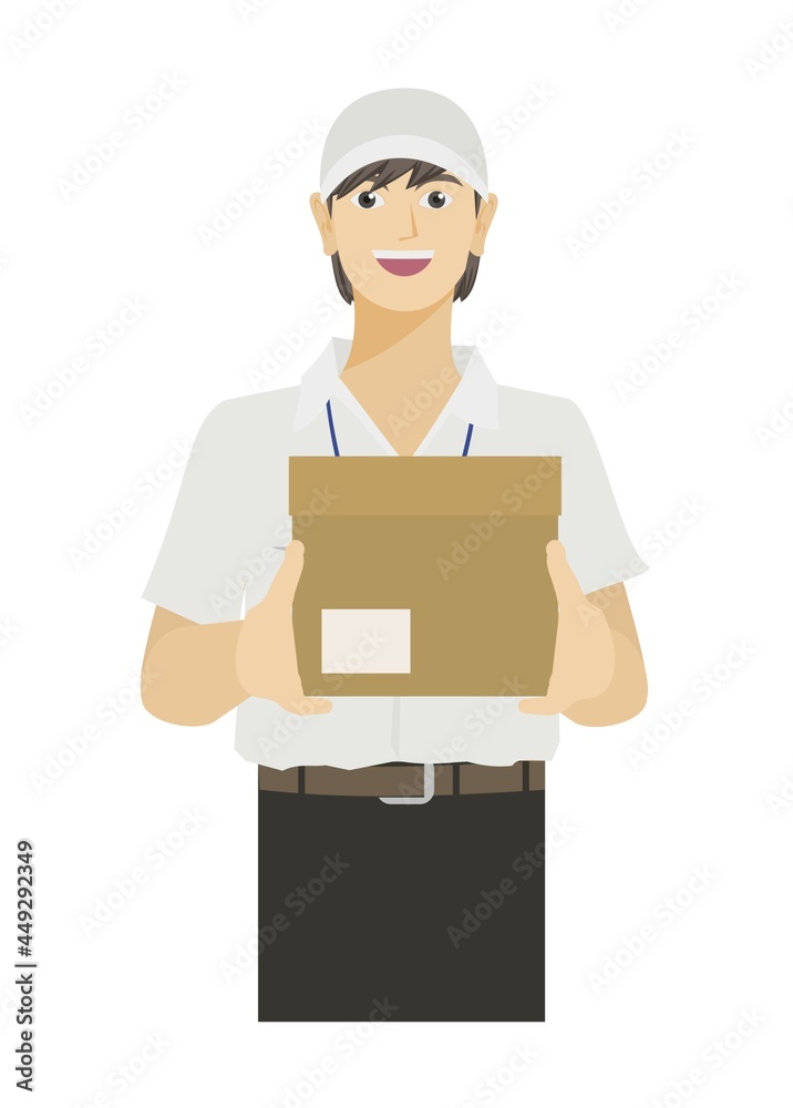 Male courier carrying and giving a package Male courier carrying and giving a package